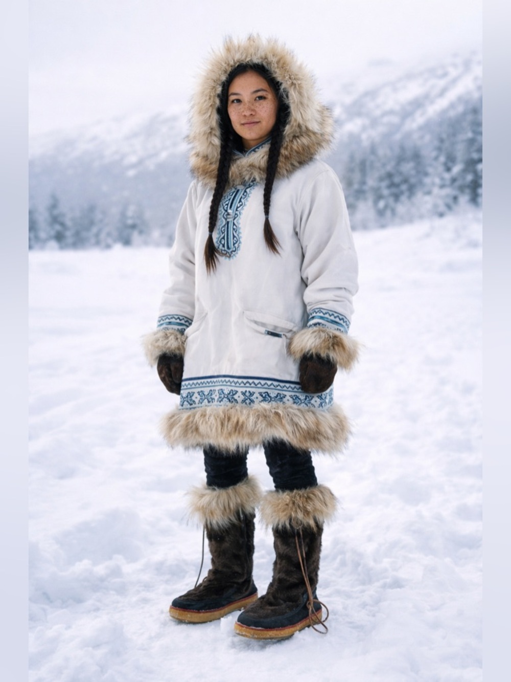 Alaska Style Mukluk Boots Fur Trim Knee High Brown Women 8–8.5 Winter